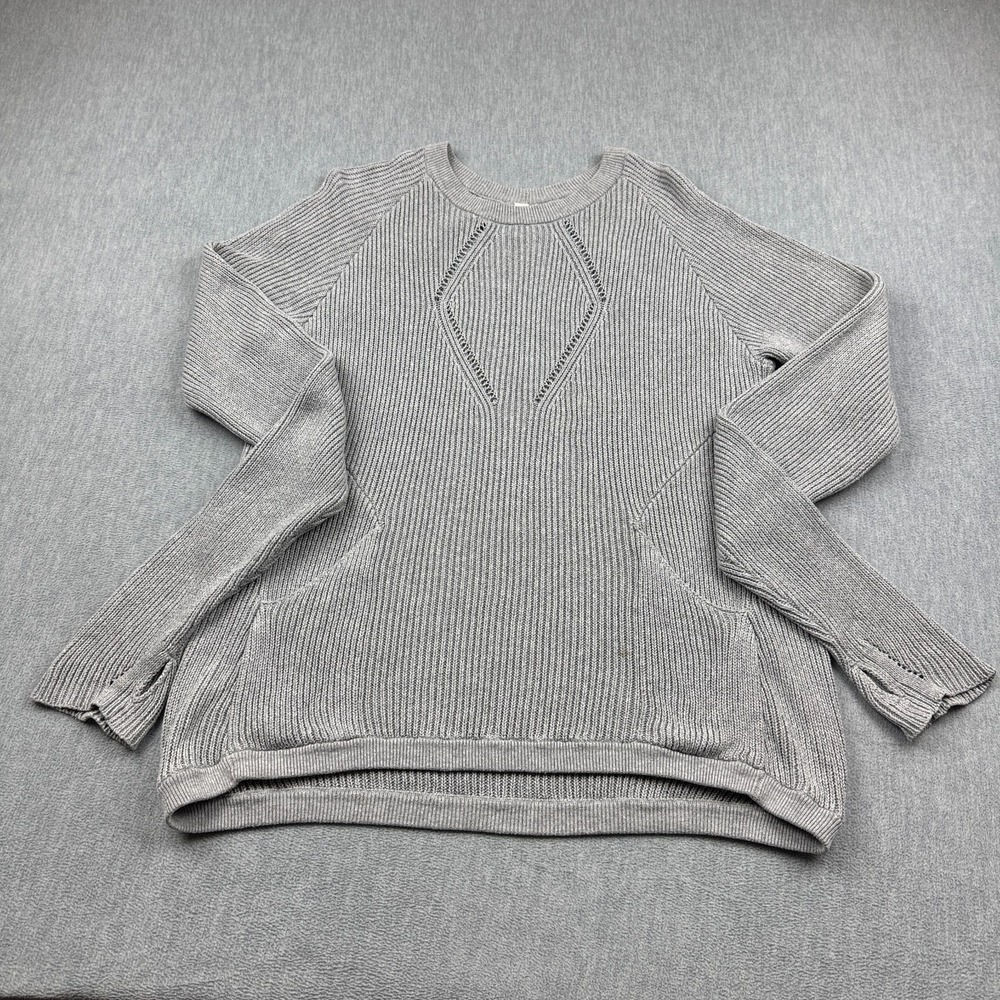 Lululemon Pullover Women 12 Gray The Sweater The Better Cable Knit Long Sleeve‎